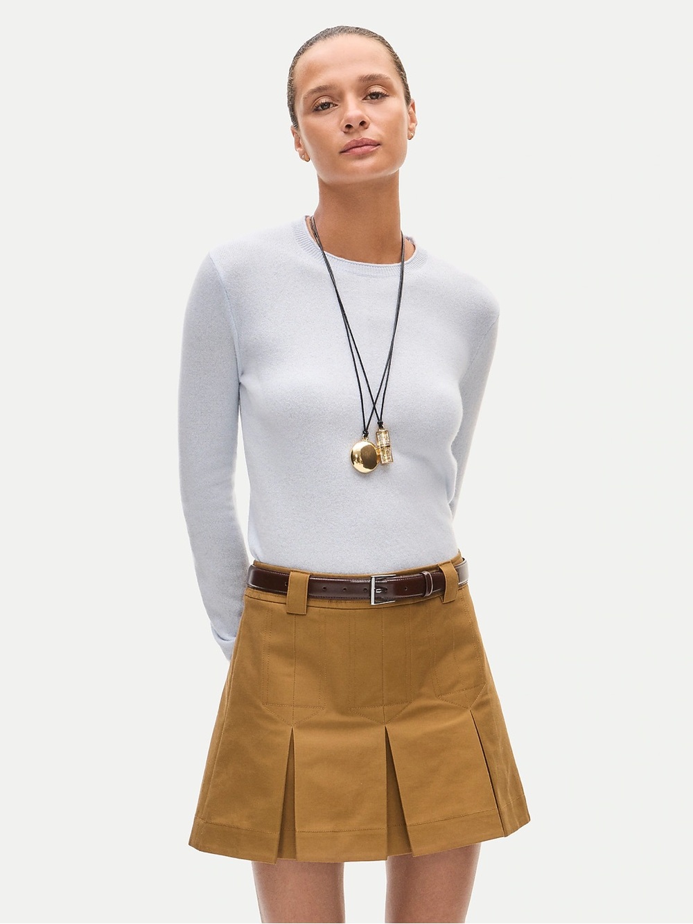 NWT J.Crew Tall Pleated Mini Skirt Double Poplin Aged Pine Size 4